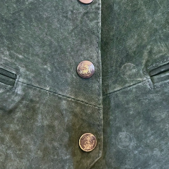 SOLD Dark Forest Green Suede Leather Vest 1990s / Early 2000s Vintage Learsi M - Picture 7 of 8